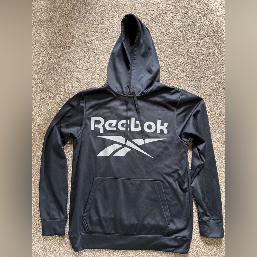 Men’s Reebok Logo hooded sweatshirt Black Size Medium